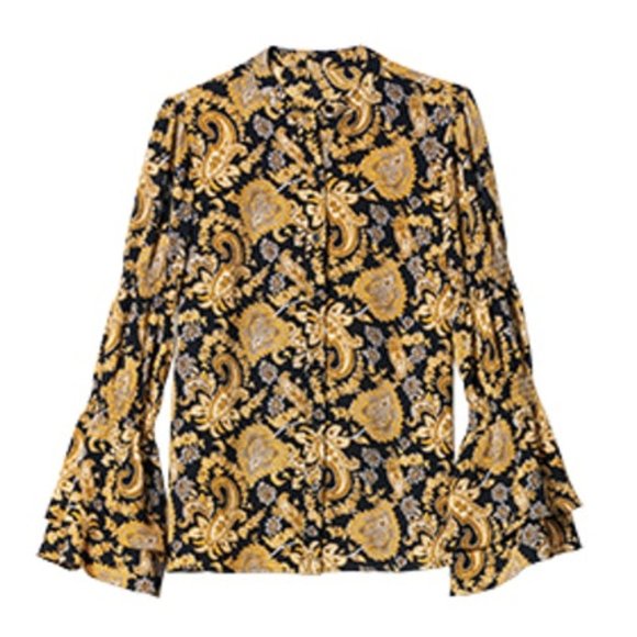 NWT MICHAEL KORS PAISLEY CREPE BLOUSE - Picture 2 of 3
